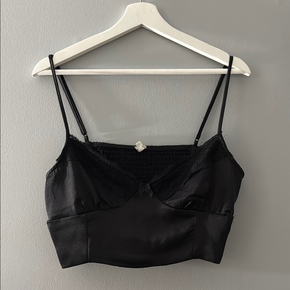 Garage Black Satin Tank Top